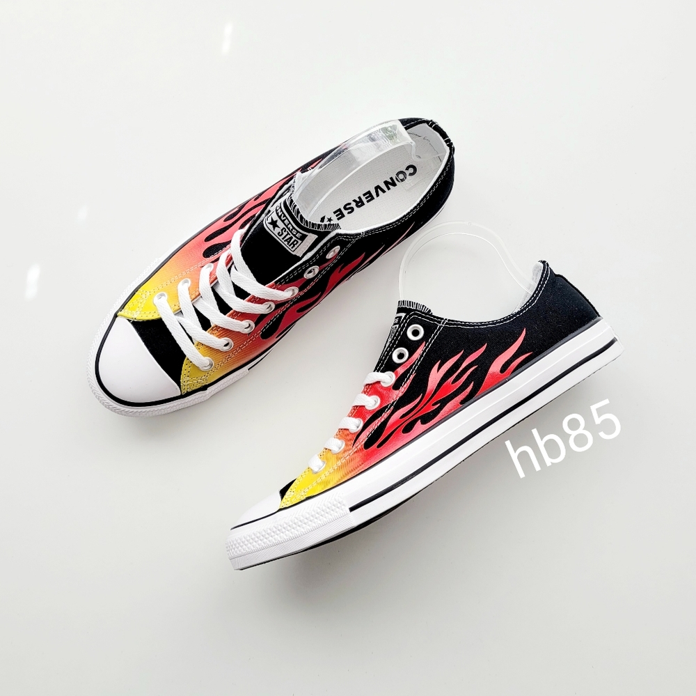 Converse CTAS OX 'Flames' Black Enamel Red Women's 5.5